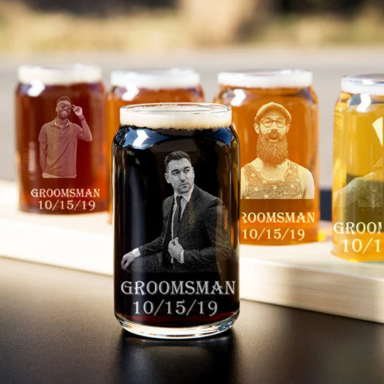 Photo Engraved Beer Can Glass