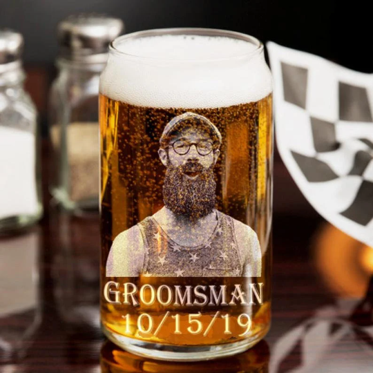 Photo Engraved Beer Can Glass