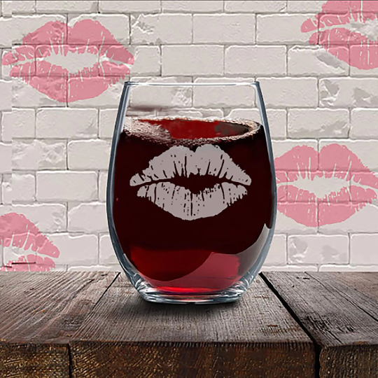 First Kiss Stemless Wine Glass