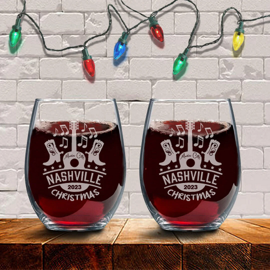 Christmas In Nashville Holiday Wine Glass